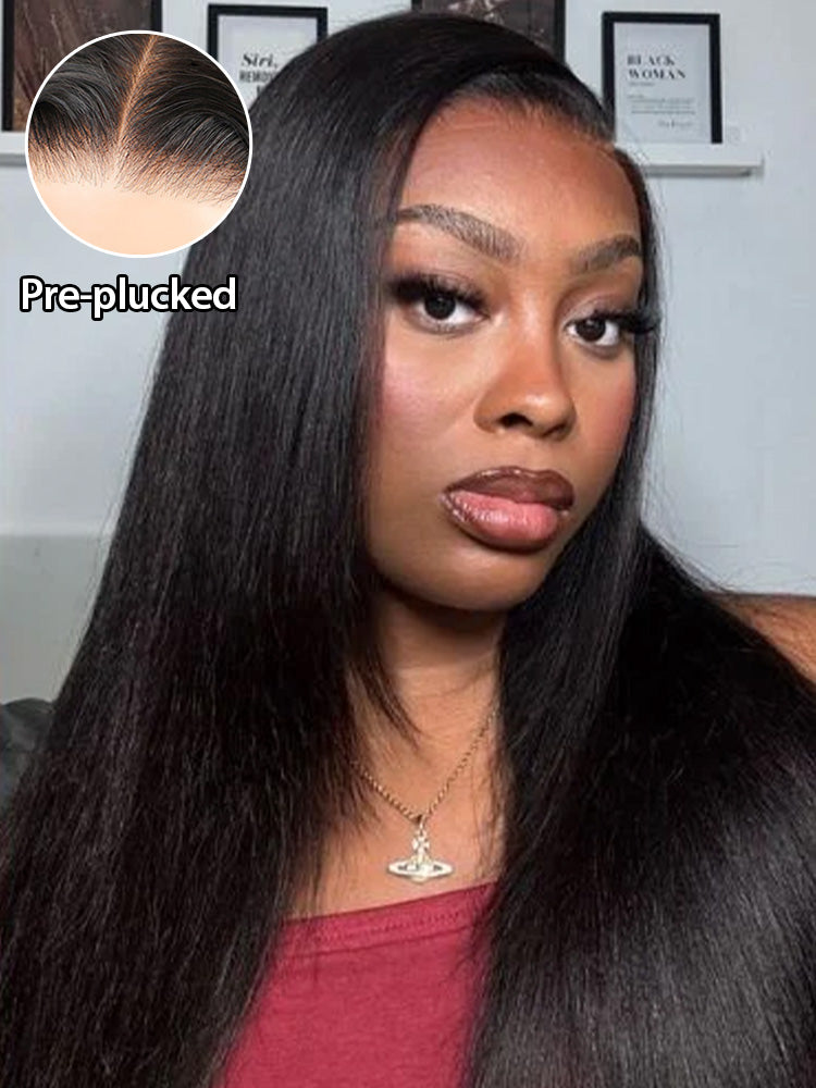 Onimehair™ Layered Cut Pre-bleached Straight Hair Wear Go Glueless Wig 13x4 Pre-cut HD Lace Pre-plucked
