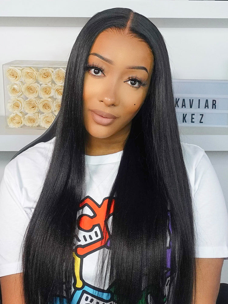 Onimehair™ Pre-bleached Light Onimehair Straight Hair Wear Go Glueless Wig Pre-cut HD Lace Pre-plucked