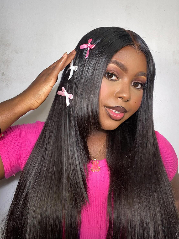 Onimehair™ Layered Cut Pre-bleached Straight Hair Wear Go Glueless Wig 13x4 Pre-cut HD Lace Pre-plucked
