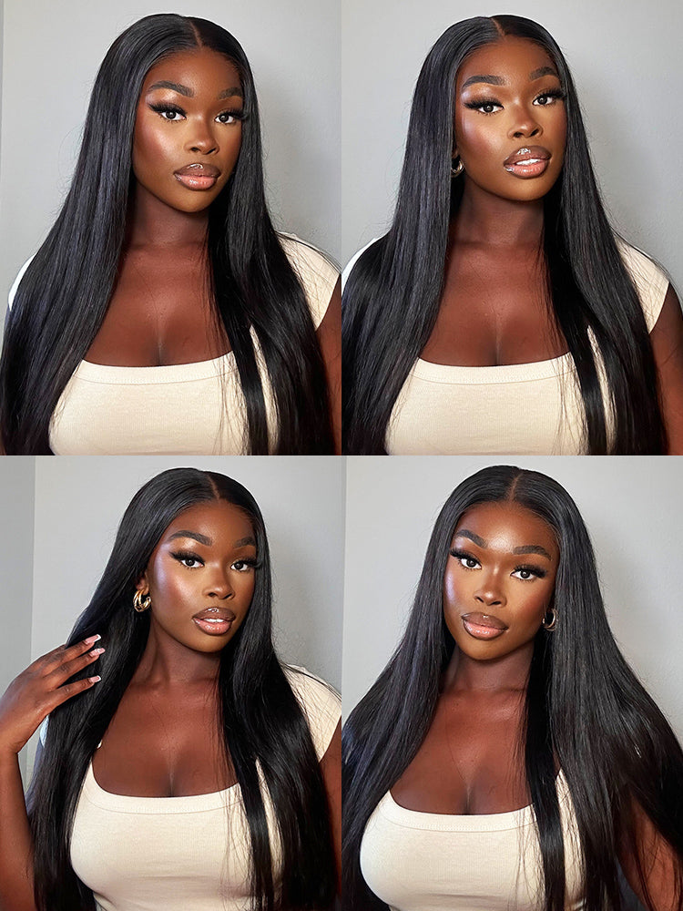 Onimehair™ 360 Lace Wear Go Pre-Bleached Straight Human Hair Glueless Wigs Pre-Plucked Lace Front Wig