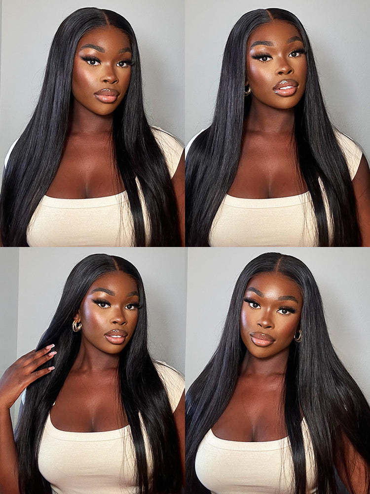 Onimehair™ 360 Lace Wear Go Pre-Bleached Straight Human Hair Glueless Wigs Pre-Plucked Lace Front Wig