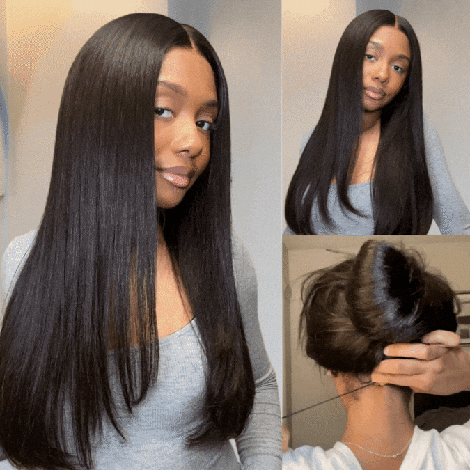 Onimehair™300% Density Long Straight Pre Everything Lace Wig New No Slip Silky Put On & Go Human Hair Wigs with Invisible Drawstring 