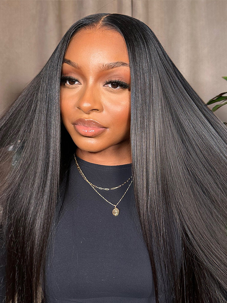 Onimehair™ 9x6 HD Lace M-cap Wear Go Glueless Mini Knots Straight Hair Pre-cut Lace Front Wig Pre-plucked
