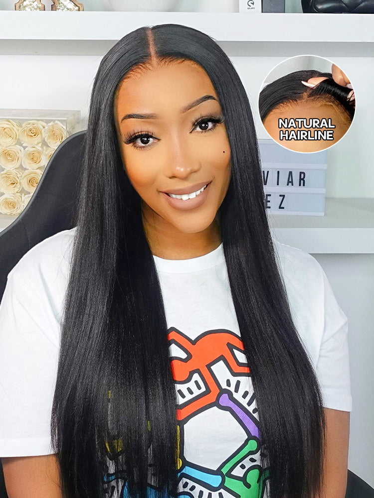 Onimehair™ Pre-bleached Light Onimehair Straight Hair Wear Go Glueless Wig Pre-cut HD Lace Pre-plucked
