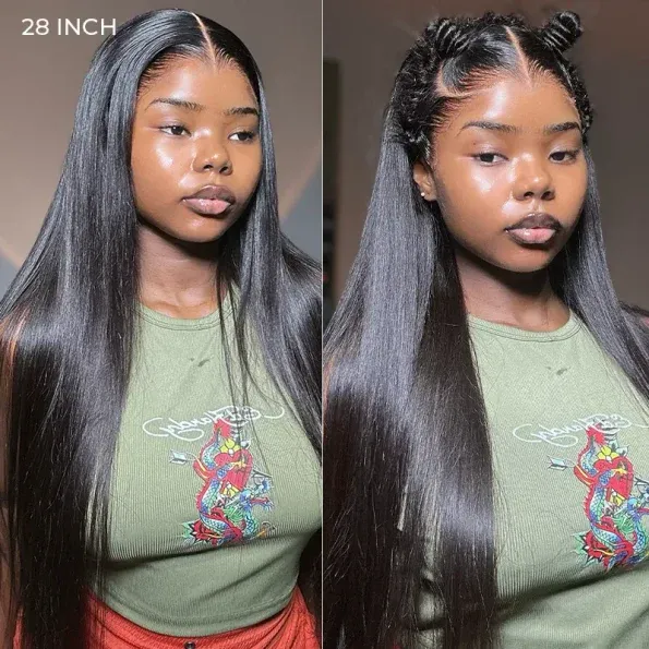 Pull Go Glueless Straight Hair 6×5 13×6 HD Pre Cut Lace Front Human Hair Wig Bleached Knots