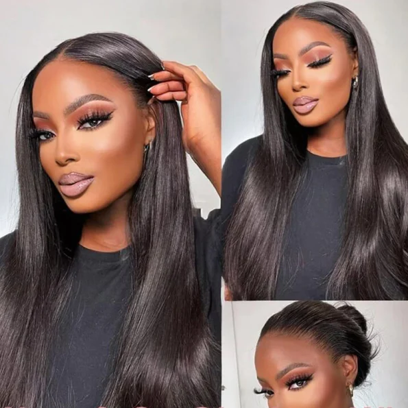 Pull Go Glueless Straight Hair 6×5 13×6 HD Pre Cut Lace Front Human Hair Wig Bleached Knots