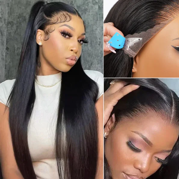 13×6 Full Frontal HD Lace Straight Hair Pull Go Glueless Human Hair Wig Pre Everything