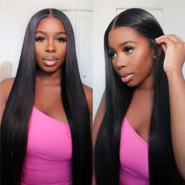 13×6 Full Frontal HD Lace Straight Hair Pull Go Glueless Human Hair Wig Pre Everything