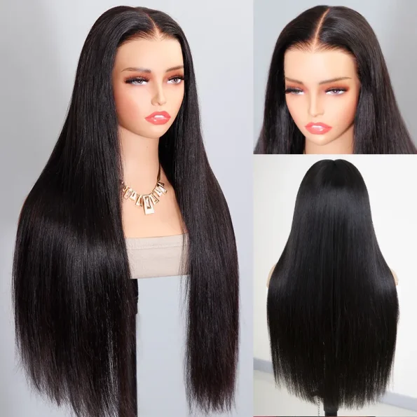 Pull Go Glueless Straight Hair 6×5 13×6 HD Pre Cut Lace Front Human Hair Wig Bleached Knots