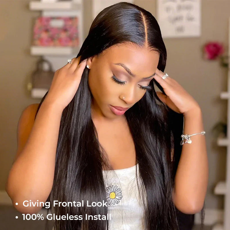 Onimehair™ | Pre Everything Straight Hair 13x6 Lace Frontal Glueless Wigs Put On & Go HD Transparent Lace Wig Flash Sale
