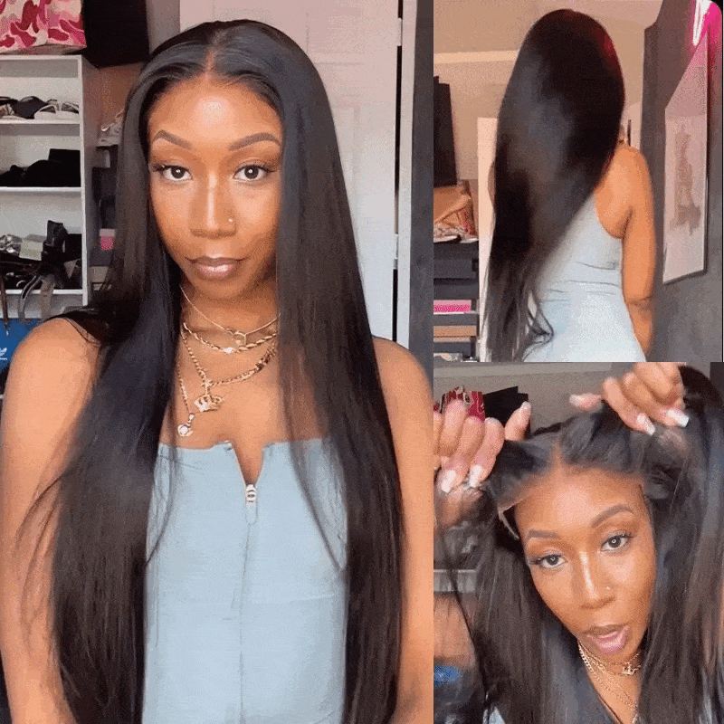 Onimehair™ | Pre Everything Straight Hair 13x6 Lace Frontal Glueless Wigs Put On & Go HD Transparent Lace Wig Flash Sale