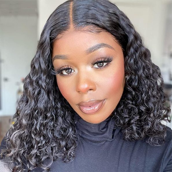 Breathable Air Cap | Short Water Wave Bob 6×5 Plus Lace Wear Go Glueless Wig 100% Human Hair