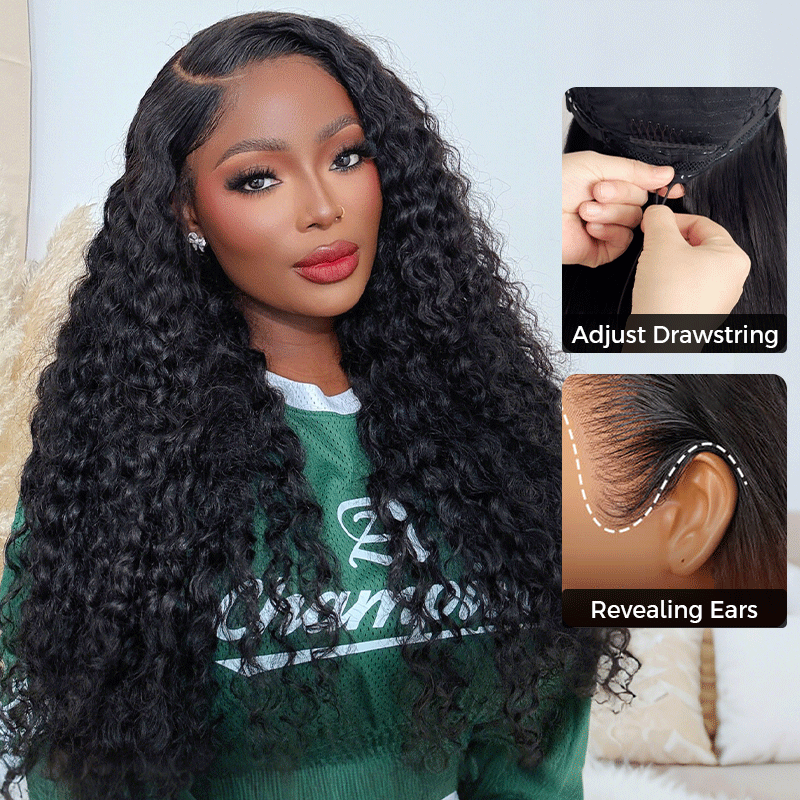 Water Wave Pull Go Drawstring Glueless 6×5 13×6 PartingMax HD Lace Frontal Human Hair Wig