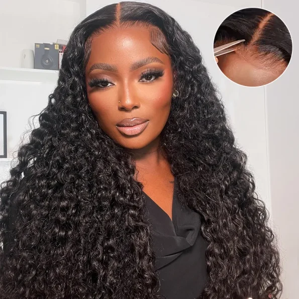 13×6 Full Frontal HD Lace Water Wave Drawstring Glueless Human Hair Wig Pre Everything