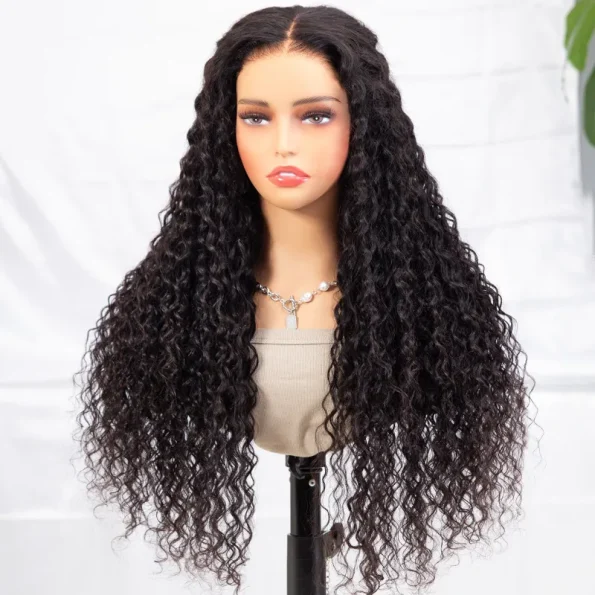 13×6 Full Frontal HD Lace Water Wave Drawstring Glueless Human Hair Wig Pre Everything
