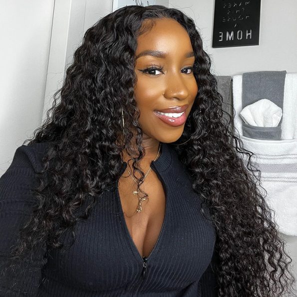 13×6 Full Frontal HD Lace Water Wave Drawstring Glueless Human Hair Wig Pre Everything