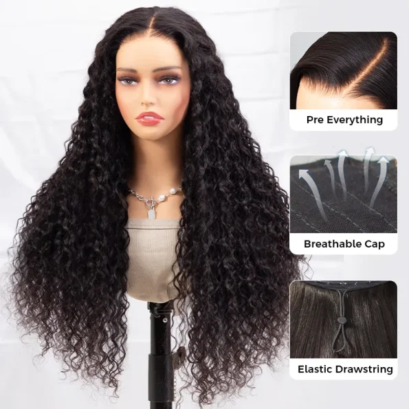 Water Wave Pull Go Drawstring Glueless 6×5 13×6 PartingMax HD Lace Frontal Human Hair Wig