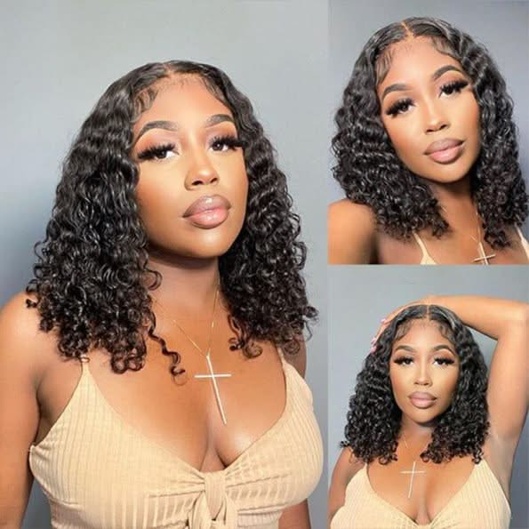 Breathable Air Cap | Short Water Wave Bob 5×5 Plus Lace Wear Go Glueless Wig 100% Human Hair - Onime Hair