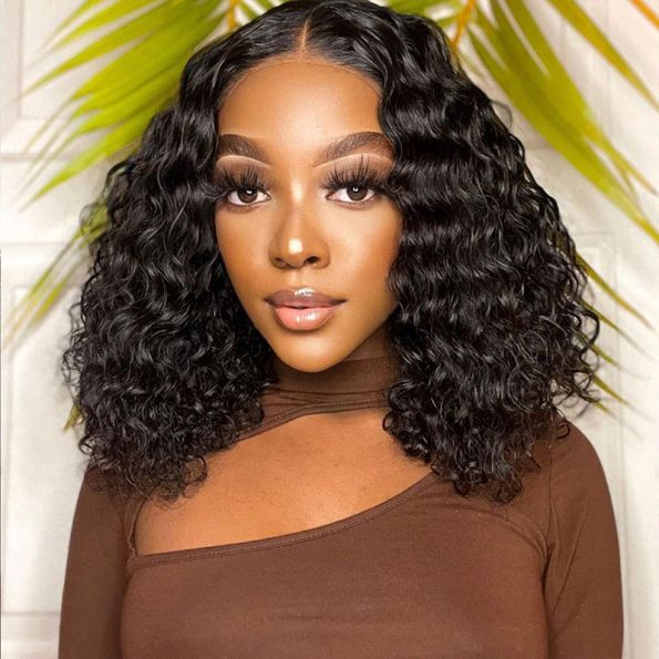 Breathable Air Cap | Short Water Wave Bob 6×5 Plus Lace Wear Go Glueless Wig 100% Human Hair