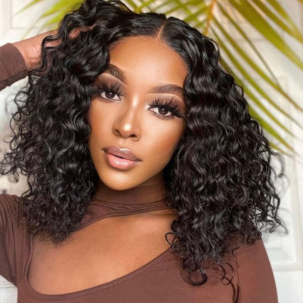 Breathable Air Cap | Short Water Wave Bob 6×5 Plus Lace Wear Go Glueless Wig 100% Human Hair
