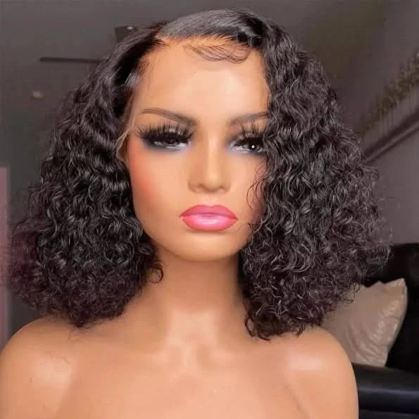Breathable Air Cap | Short Water Wave Bob 5×5 Plus Lace Wear Go Glueless Wig 100% Human Hair - Onime Hair