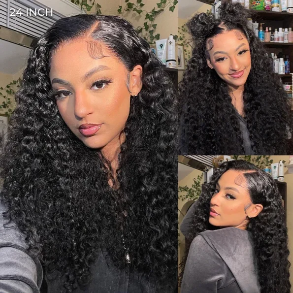 13×6 Full Frontal HD Lace Water Wave Drawstring Glueless Human Hair Wig Pre Everything