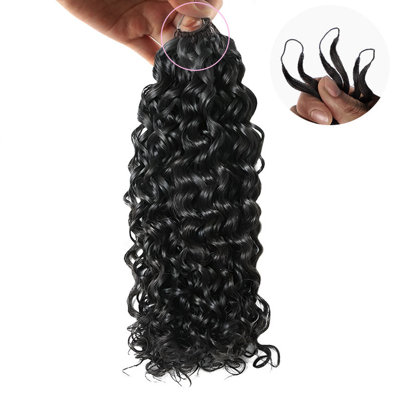 Onimehair™ Soft Kinky Curly Feather Crochet Braid Natural Black Wavy Human Hair Extensions
