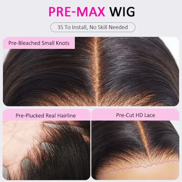 Reddish Brown Short Loose Body Wave Glueless 6×5 Lace Wig Bouncy Curls #33 Color Pre Everything