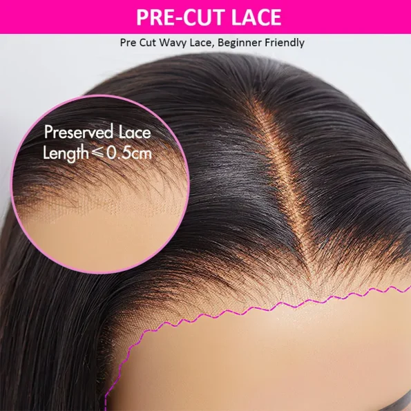 Pre Bleached Knots Short Loose Body 6×5 HD Lace Glueless Bob Wig Layer Wavy Wave Human Hair