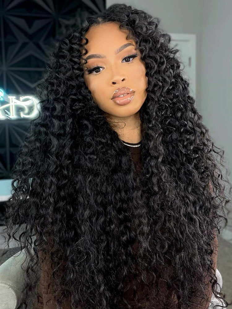 onimehair™ 3 In 1 Half Wig Water Wave Glueless Install Half Wig With Adjustable String Beginner Friendly 250%Density