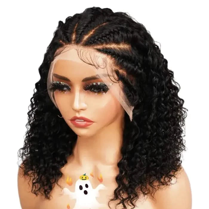 Curly Bob Wig Human Hair 13x4 HD Lace Front Wigs For Black Women Human Hair Pre Plucked Wear And Go Glueless Short Wet And Wavy Braided Wig Black Color - Onime Hair
