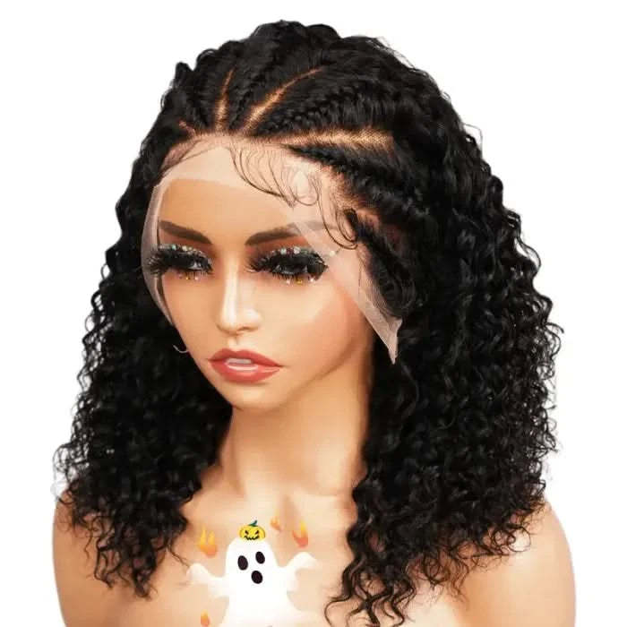 Curly Bob Wig Human Hair 13x4 HD Lace Front Wigs For Black Women Human Hair Pre Plucked Wear And Go Glueless Short Wet And Wavy Braided Wig Black Color - Onime Hair