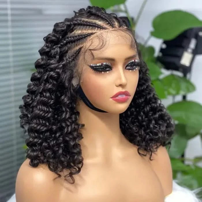Curly Bob Wig Human Hair 13x4 HD Lace Front Wigs For Black Women Human Hair Pre Plucked Wear And Go Glueless Short Wet And Wavy Braided Wig Black Color - Onime Hair