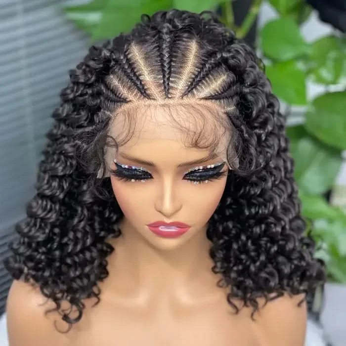 Curly Bob Wig Human Hair 13x4 HD Lace Front Wigs For Black Women Human Hair Pre Plucked Wear And Go Glueless Short Wet And Wavy Braided Wig Black Color - Onime Hair