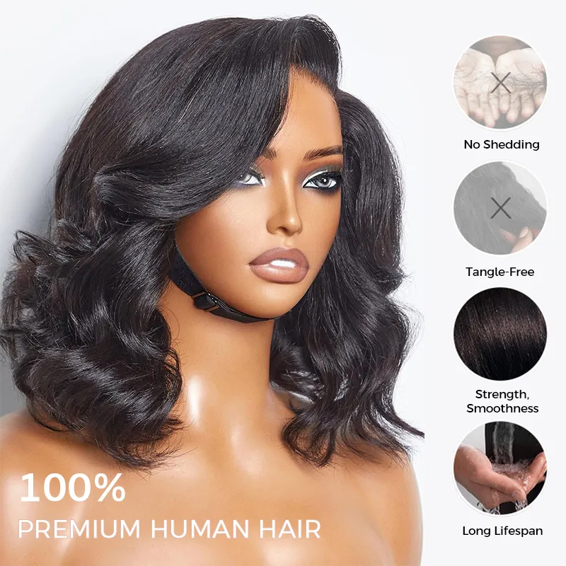 Yaki Loose Wavy Wave 6×5 Lace C Side Part Mid Length Human Hair Glueless Wig