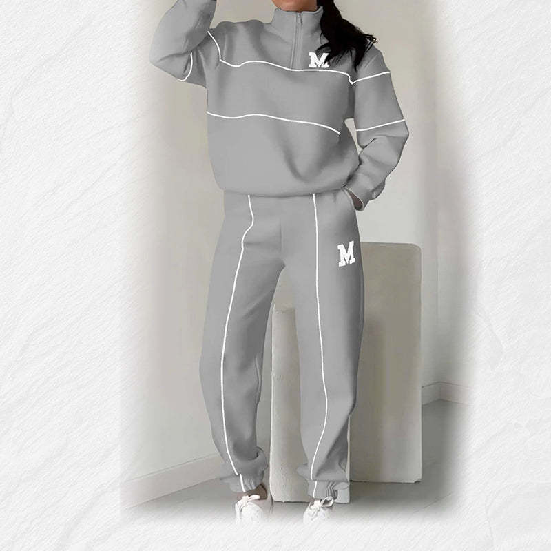 2-delat casual sweatshirtset med linje