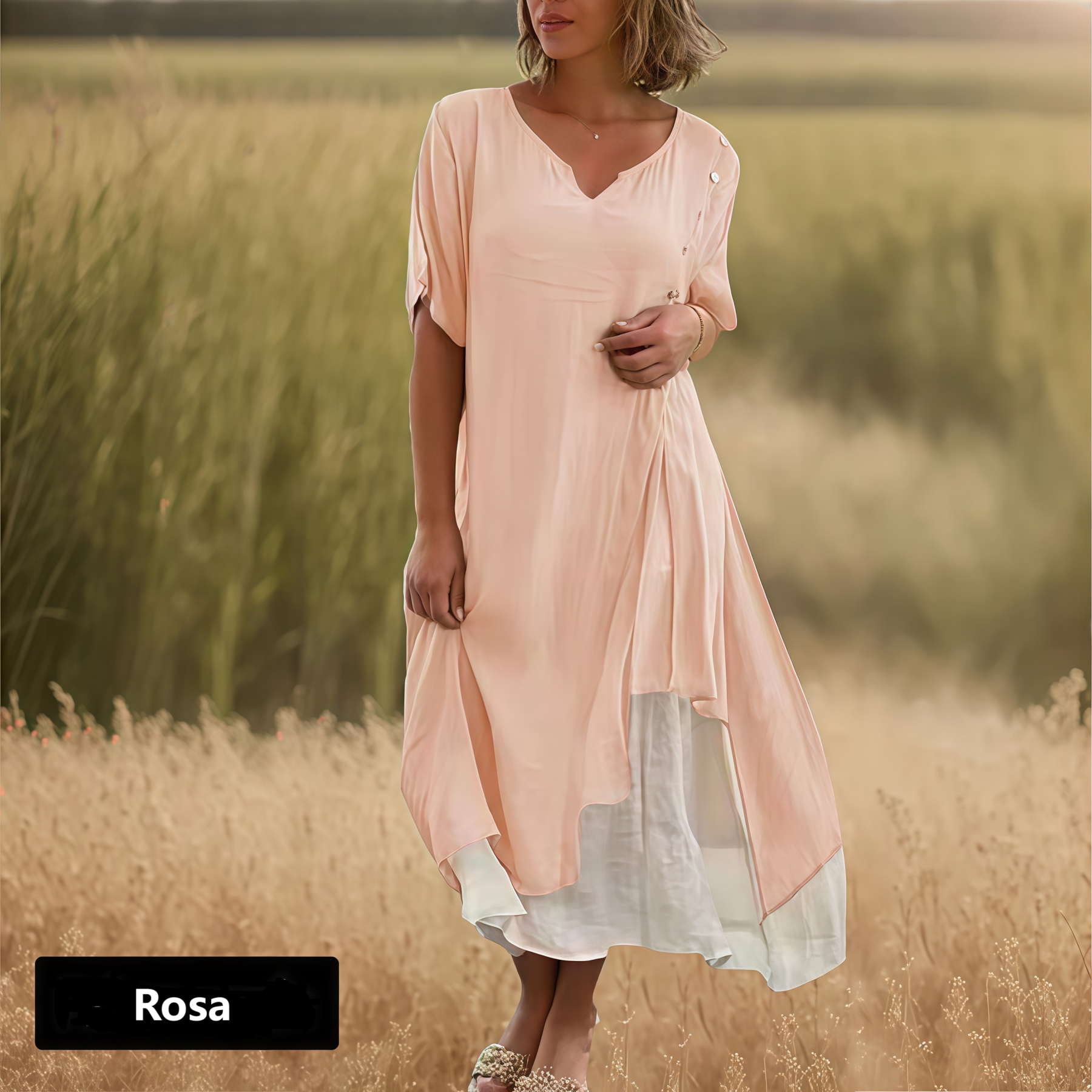 Litterär retro V-ringad designklänning