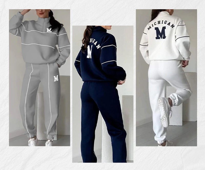 2-delat casual sweatshirtset med linje