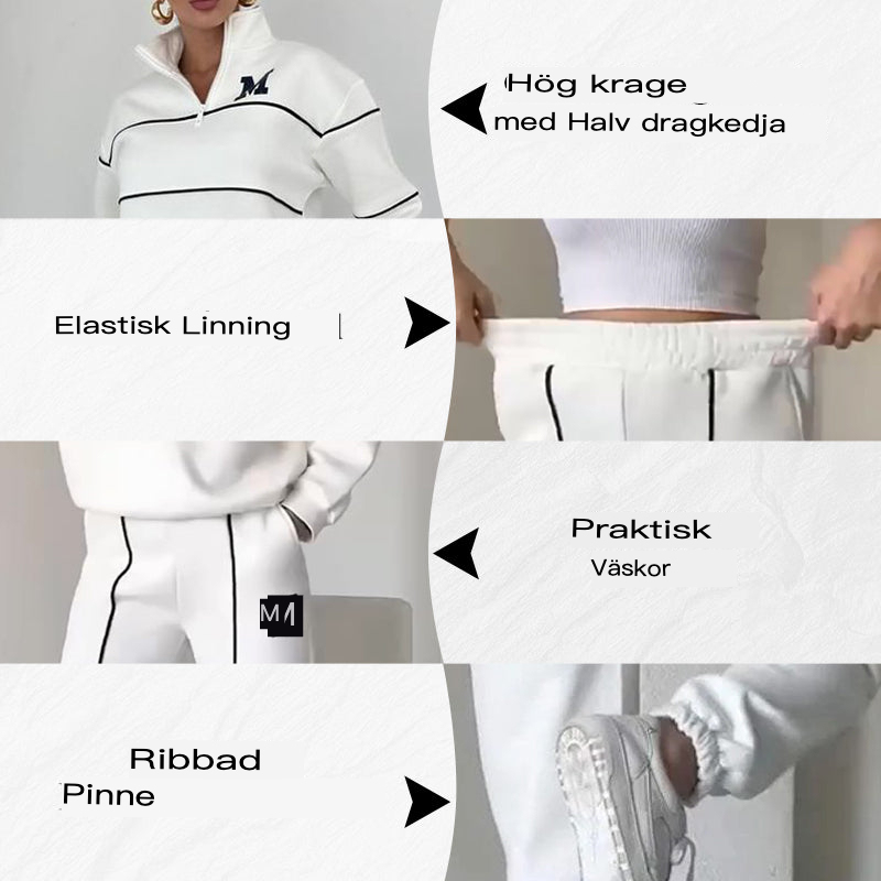 2-delat casual sweatshirtset med linje