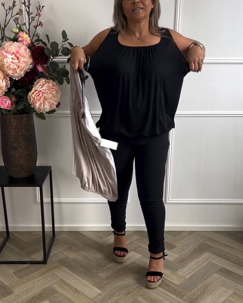 Linne Ärmlös Enfärgad Plisserad