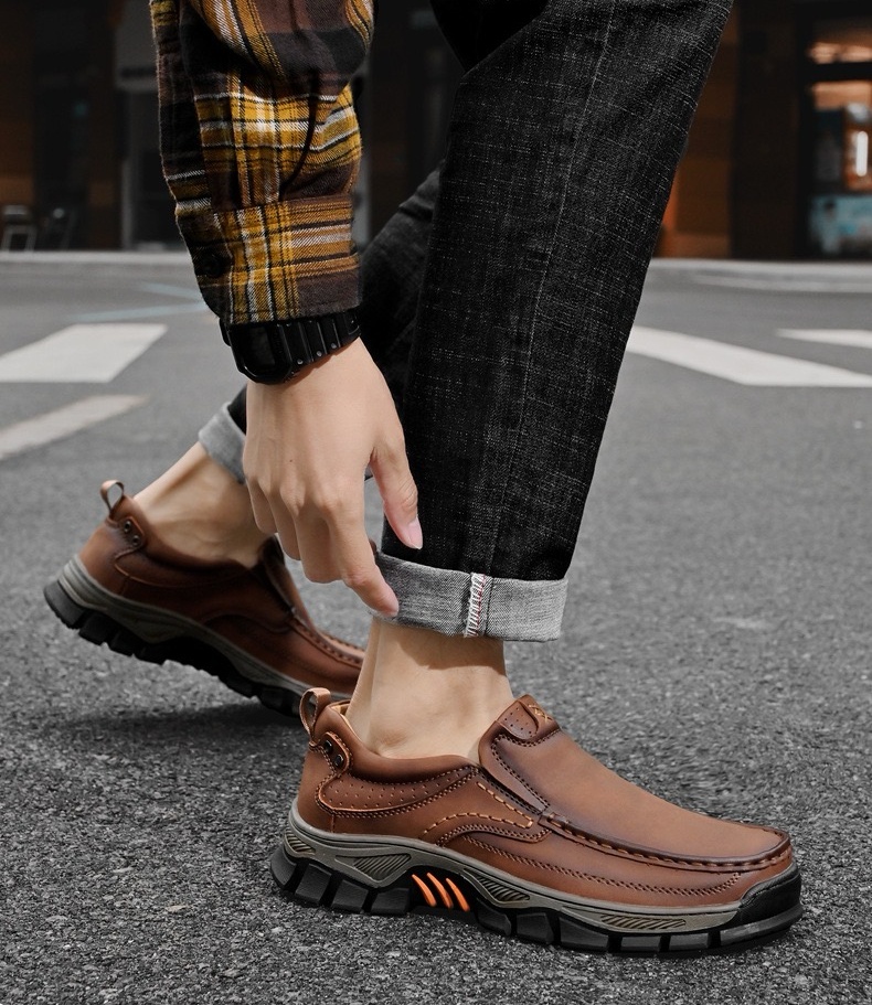 Orthopädische Herren-Wanderschuhe aus echtem Leder