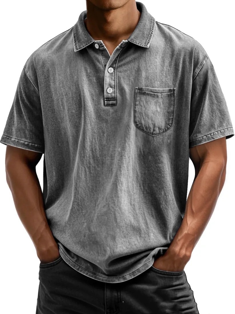 Revershemd aus Baumwolle im Used-Look