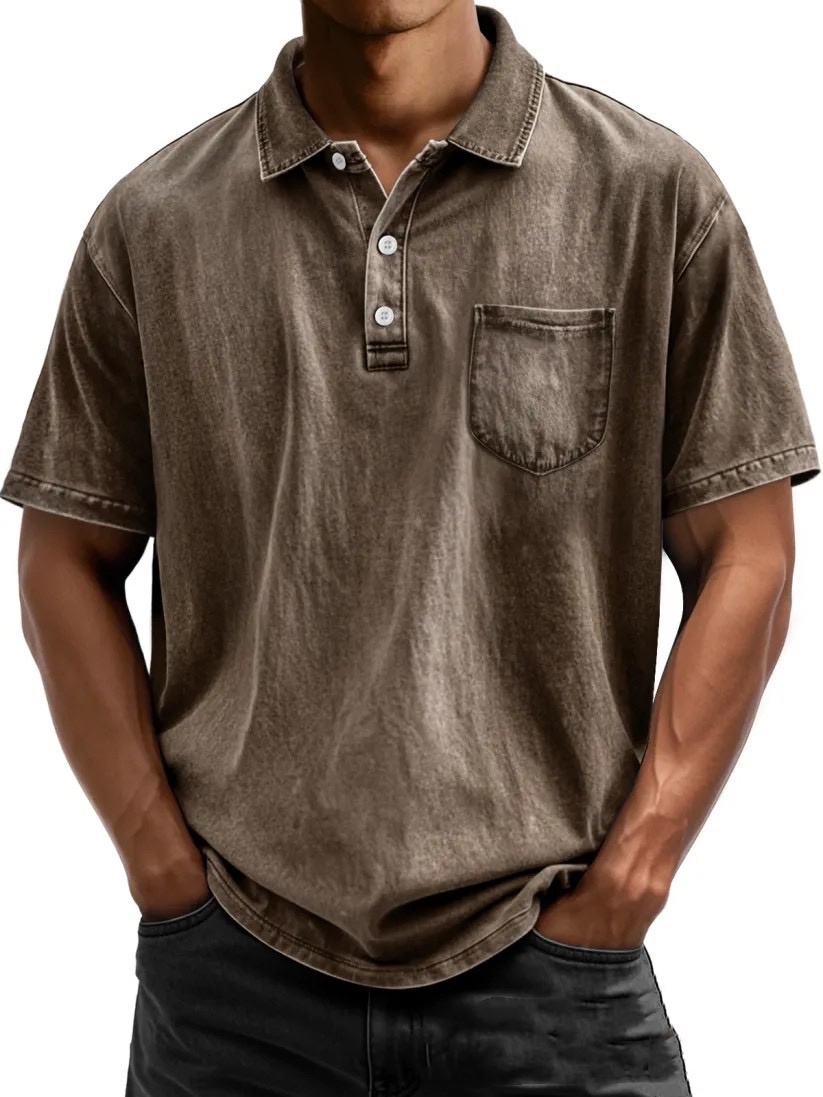 Revershemd aus Baumwolle im Used-Look