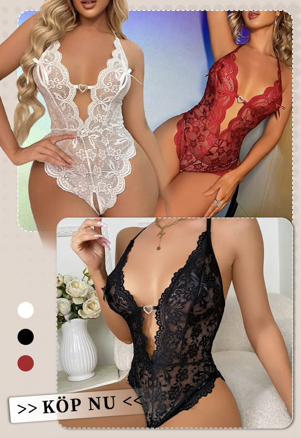 Öppen Gren Spetsig Sexig Pyjamas