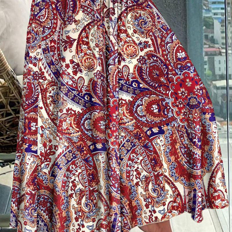 2025 nytt avslappnat mode blommig kjol med halvkropp