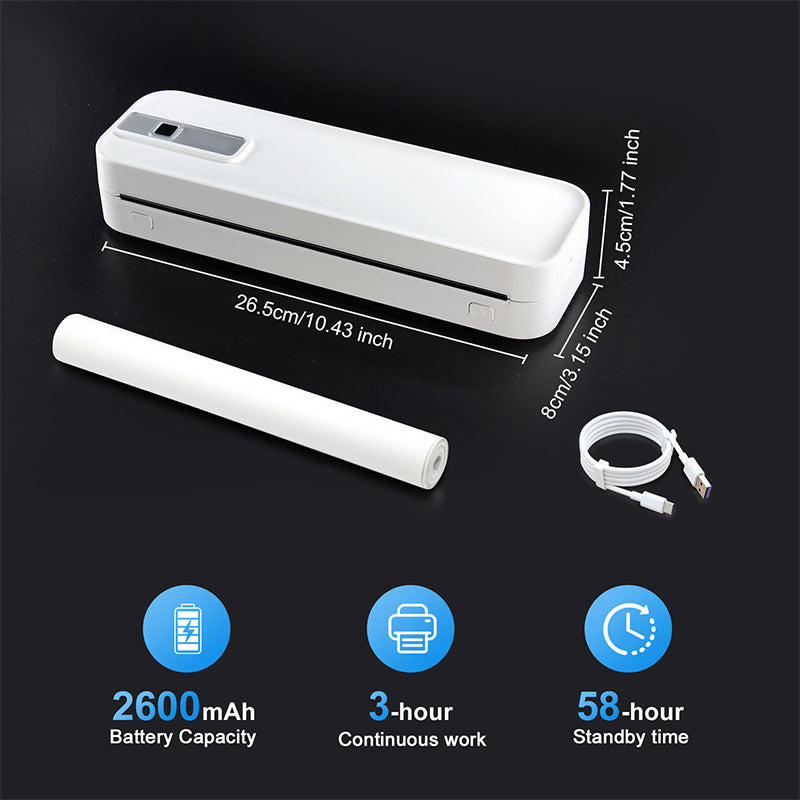 🖨️ 60% RABATT! ✨ BÄRBAR BLUETOOTH-SKRIVARE - Trådlös Utskrift från Mobil, Kompakt Design för Resor och Studier, Perfekt för Foton och Anteckningar 📱✨