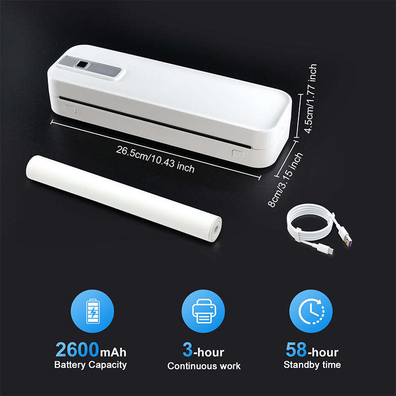 🖨️ 60% RABATT! ✨ BÄRBAR BLUETOOTH-SKRIVARE - Trådlös Utskrift från Mobil, Kompakt Design för Resor och Studier, Perfekt för Foton och Anteckningar 📱✨