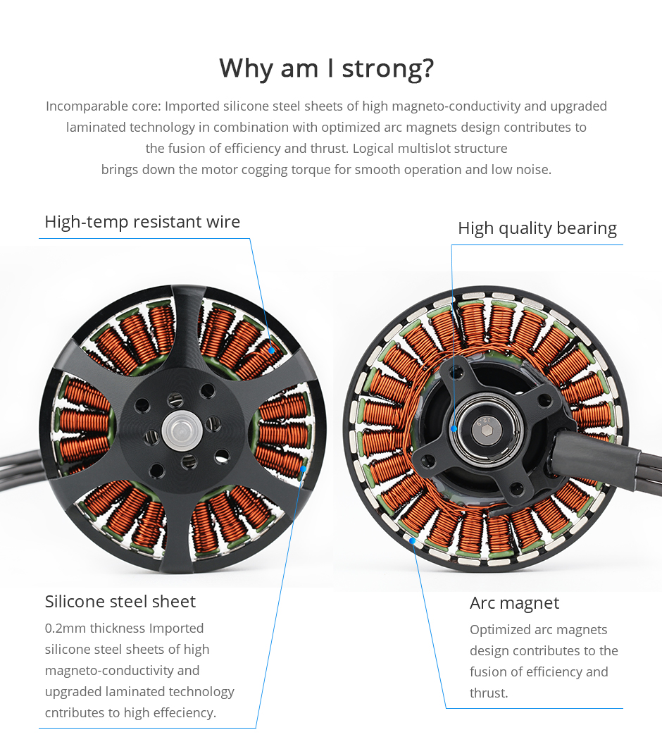 Selection of high-temp resistant wire、high quality bearing、silicone steel sheet and  Arc magnet