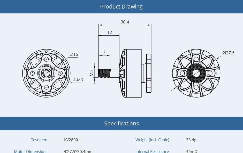 TMOTOR BLACK BIRD 2207 V2 KV2800 FPV Motor - T-MOTOR