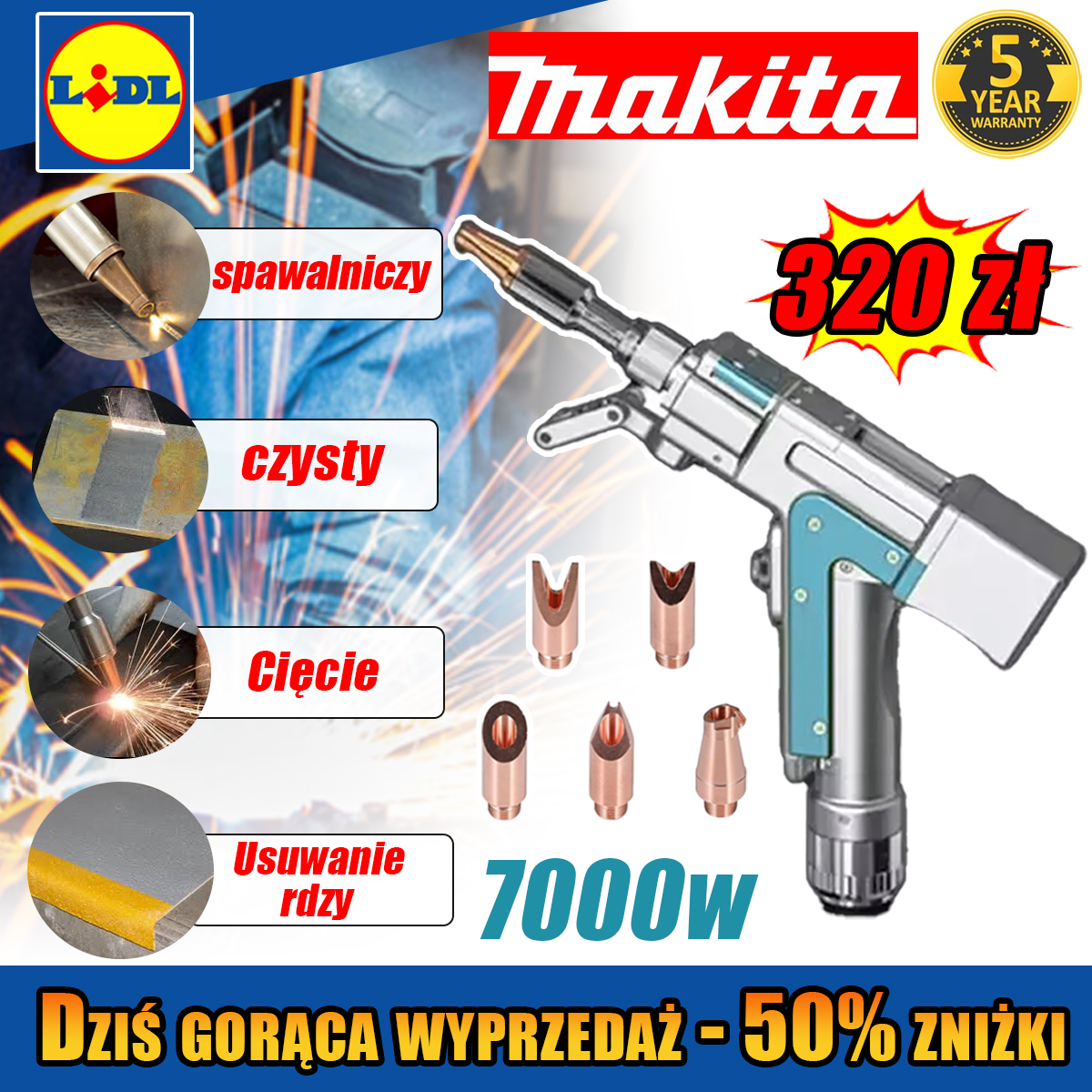 🚀 Ostatni dzień specjalnej oferty! Makita 7000W Innowacyjny przenośny pistolet spawalniczy laserowy 4w1 (spawanie + czyszczenie + cięcie + usuwanie rdzy)